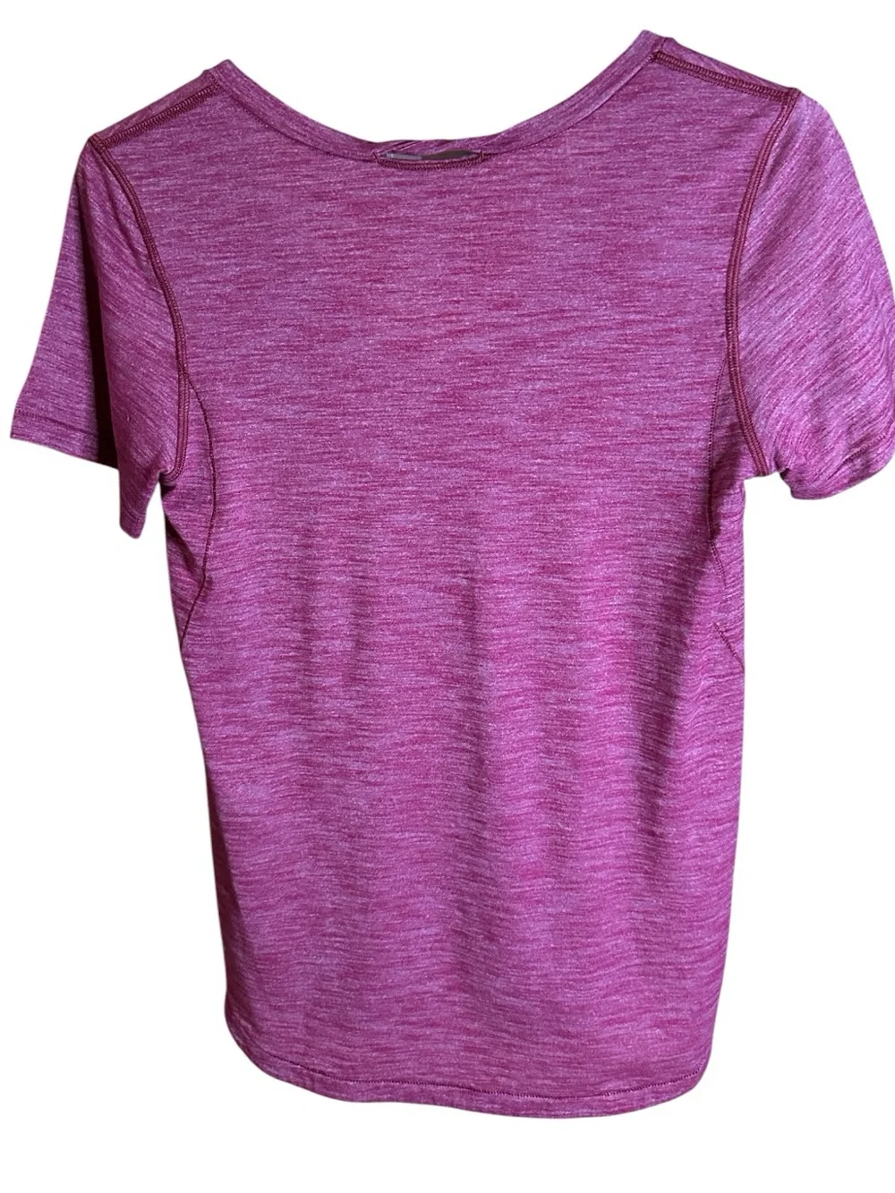 lululemon What the Sport Tee in Heathered Regal Plum. Short Sleeve. V-Nevk